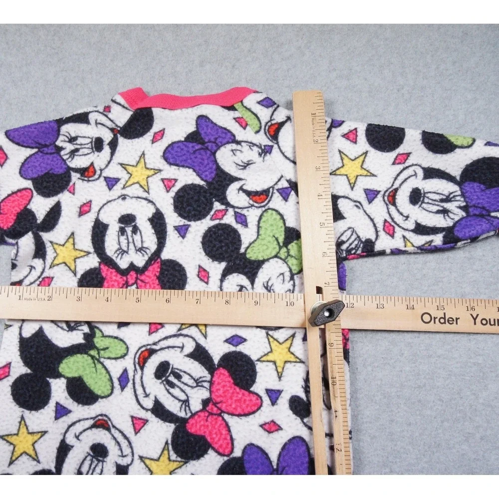 Vintage Disney Minnie Mouse Fleece Sleeper Pajamas Girls 2T 90s Mickey Stuff Zip